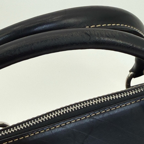 VTG Dooney & Bourke Canvas Double Pocket Satchel Gray DB Monogram Crossbody - Picture 13 of 16